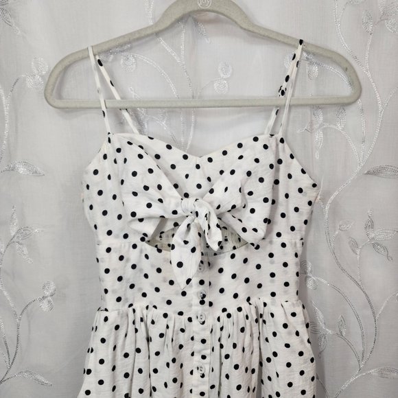 Black & White Polka Dot, Tie Top Dress with Adjustable Straps & Pockets! - Picture 3 of 12